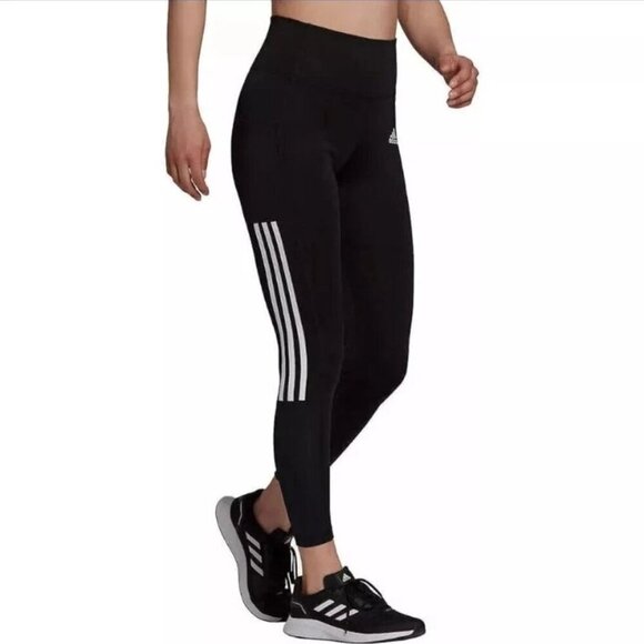 adidas Ladies 7/8 3-Stripe Black Active Tight Medium NWT - Picture 1 of 6